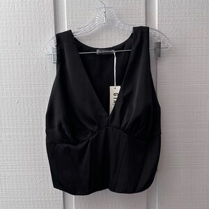 Black Plunge Corset Top
